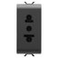 EURO-AMERICAN STANDARD SOCKET-OUTLET 250/125V ac -2P+E 15A - 1 MODULE - SATIN BLACK - CHORUSMART thumbnail 1