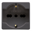 ITALIAN/GERMAN STANDARD SOCKET-OUTLET 250V ac - 2P+E 16A DUAL AMPERAGE - P40 - 2 MODULES - SYSTEM BLACK thumbnail 1