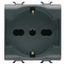 ITALIAN/GERMAN STANDARD SOCKET-OUTLET 250V ac - 2P+E 16A DUAL AMPERAGE - 2 MODULES - SATIN BLACK - CHORUSMART thumbnail 2