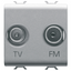 SOCKET-OUTLET TV-FM - DIRECT - 2 MODULES - TITANIUM - CHORUSMART thumbnail 1