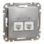 Double Telephone socket, Sedna Design & Elements, RJ11, Aluminium thumbnail 3