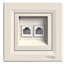 Asfora, double telephone socket, RJ11, cream thumbnail 4