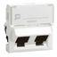 Double RJ45 socket Mosaic category 6 UTP 45° 2 modules white thumbnail 1