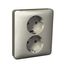 Exxact double socket-outlet earthed screwless metallic thumbnail 2