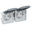 Socket outlet prewired Plexo IP 55-German std-2x2P+E horizontal-modular-grey thumbnail 1