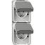 SCHUKO double socket, arranged vertically, light gray, AQUASTAR thumbnail 1