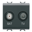 SOCKET-OUTLET TV-SAT - DIRECT - 2 MODULES - SATIN BLACK - CHORUSMART thumbnail 1