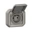 Plexo 16A 250V IP55 IK08 waterproof 2P+E power socket supplied complete for recessed mounting - gray thumbnail 2