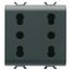 ITALIAN STANDARD DOUBLE SOCKET-OUTLET 250V ac - 2X2P+E 16A DUAL AMPERAGE - P11-P17 - 2 MODULES - SATIN BLACK - CHORUSMART thumbnail 2